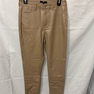Beige Faux Leather Pants